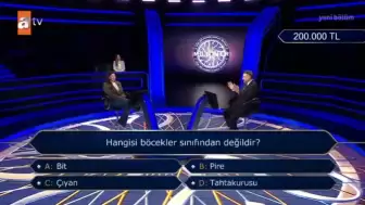 Hangisi Böcekler Sınıfından Değildir? Bit, Pire, Çıyan, Tahtakurusu! Kim Milyoner Olmak İster'de 200.000 TL'lik Soru